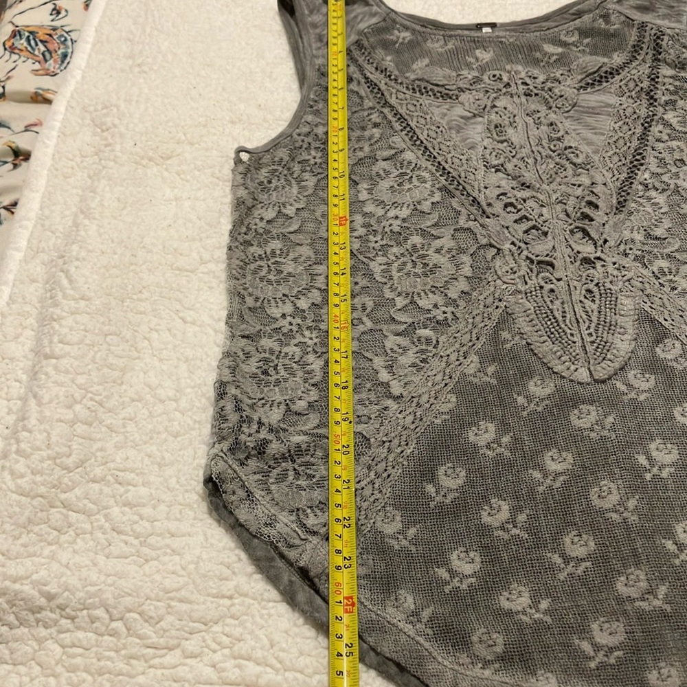 Free People Gray Asymmetrical Embellished Tank Top - Picture 7 of 8